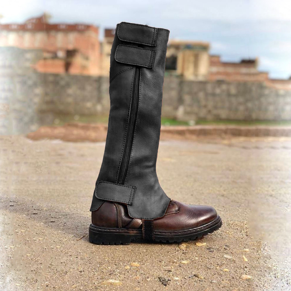 Medieval Retro Shoe Cover Male Female Cosplay Soldier Knight Leather Shoe Cover Armor Boots Waterproof Black Brown Foot Cover