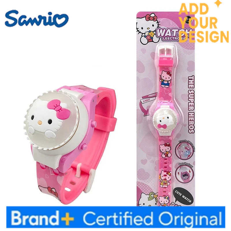 Sanrio New Spiderman Kids Watches For Boys Cartoon Hello Kitty Stitch Children Rotate Watch with Flash Light Girls Toys Clock H251223
