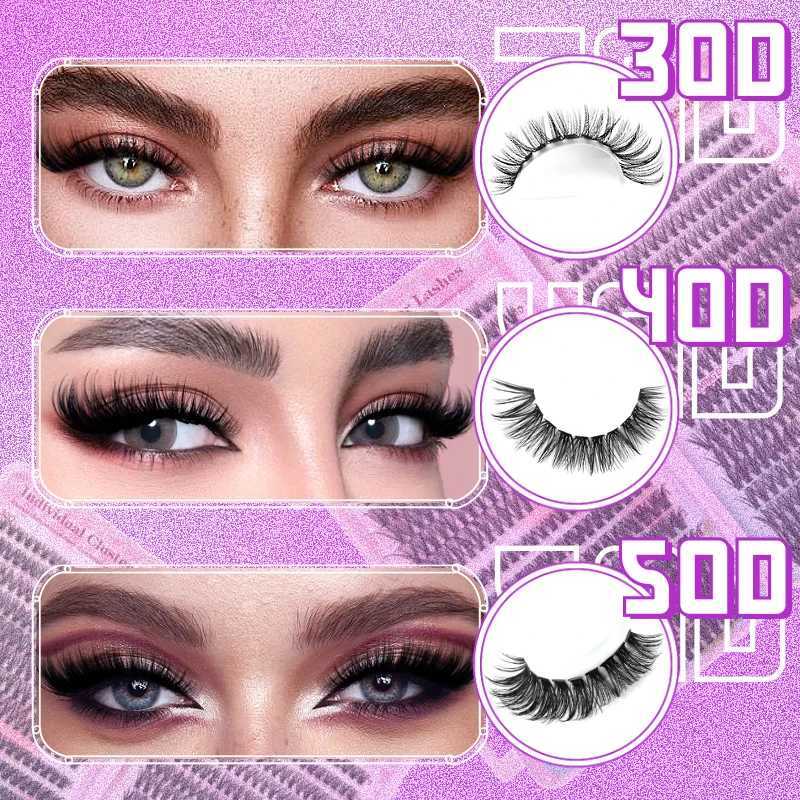 Lash Extension Kit High-Capacity DIY Eyelash Extension Kit 304050D Lash Clusters D Curl Individual Lashes Kit with ApplicatorsT251223