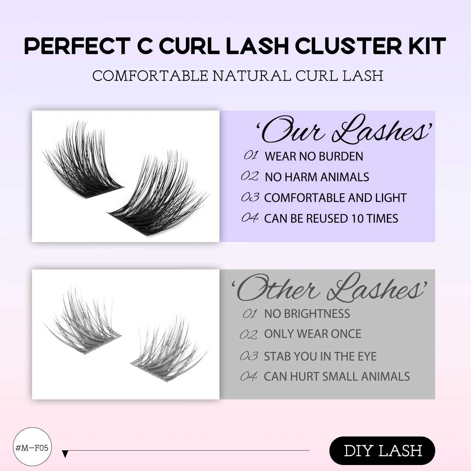 GROINNEYA Fluffy DIY Cluster Lashes Kit Individual Eyelashes Lasting Eyelash Extension Lash Bond And Seal Tools Easy MakeupT251223