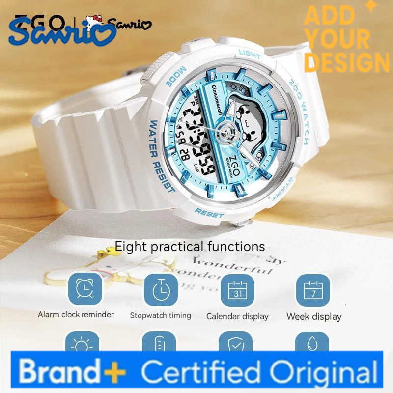 Sanrio Hello Kitty Watch Cinnamoroll Luminous Waterproof Alarm Clock Sports Women Girls Electronic Watches Kids Birthday Gifts H251223