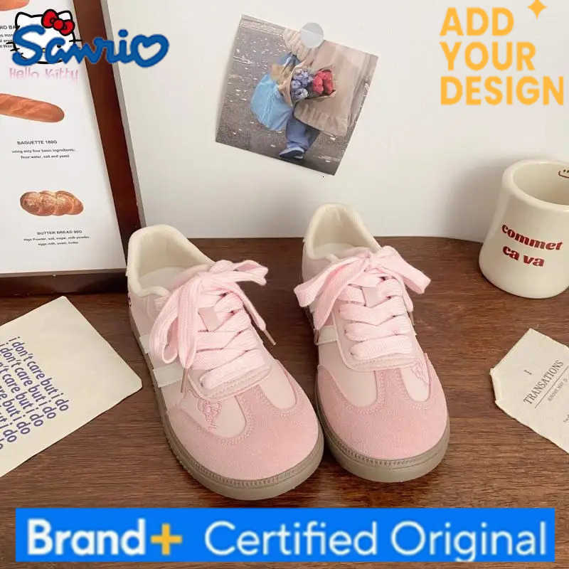 Sanrio Anime New Autumn Spring Trend White Hello Kitty Shoes Girls Versatile Kawaii Embroidery Sneakers Lace-Up Training Board Shoes H251223