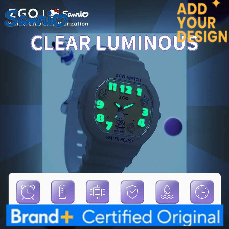Sanrio Pochacco Quartz Watch for Women - Fashion Cartoon Glow-in-the-Dark Waterproof Sports Watch Birthday Gift 357 H251223