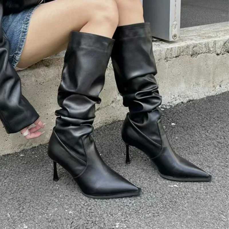 BCEBYL New Pointed Stiletto Non-slip Wear-resistant Comfortable Womens Shoes Sexy Elegant Solid Color Fashion High-heeled BootsT251223