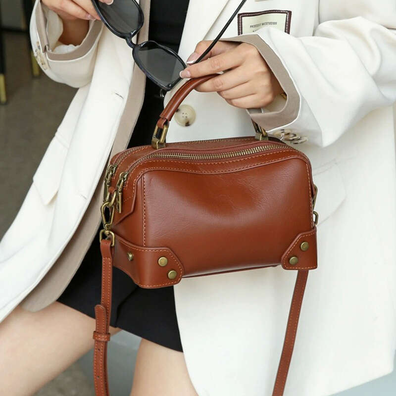 Luxury handbag tote bag new crossbody fashionable versatile single shoulder leather women's top layer cowhide handbag small box