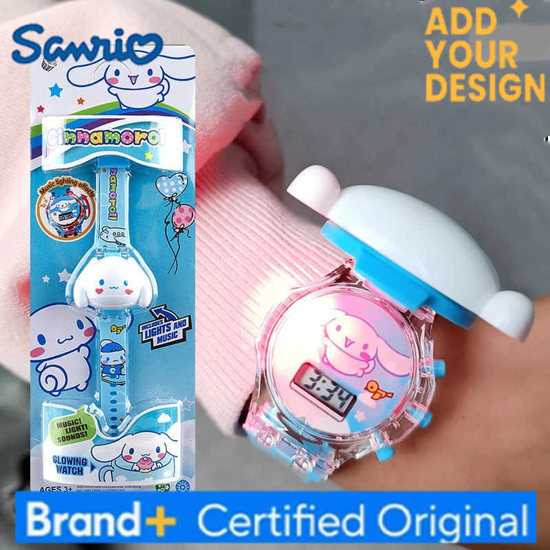 Sanrio Kuromi My Melody Kawaii Lighting Music Flip Watch Luminescent Electron Toys Creative Jewelry A Birthday Gift for Girl Boy H2512231