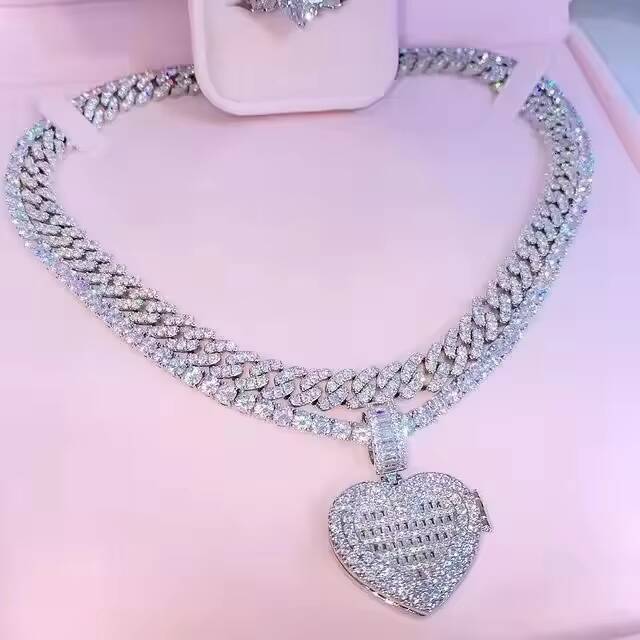 High Quality 18K Rose Gold Solid Diamond Chain VVS Moissanite Cuban Chain for Men Fine Jewelry Gift for Men