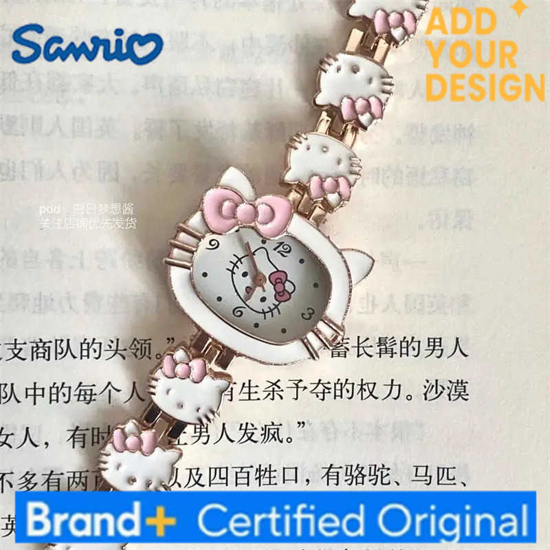 Sanrio Japanese cartoon cute Hello Kitty watch Little Red Riding Book female student sweet soft sister bow to send girlfriends gift H251223