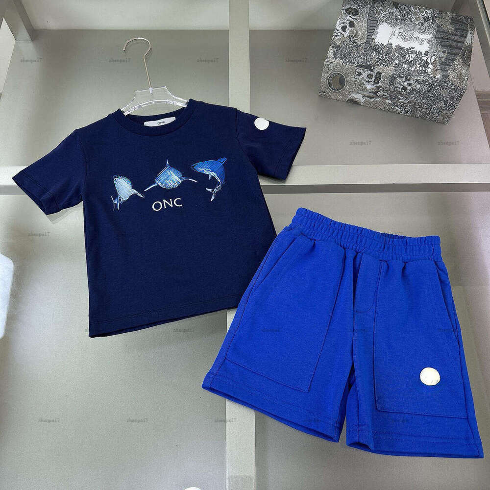 Top baby T-shirt set Cute fish pattern Shorts suit boys girls tracksuits kids designer clothes Summer T-shirt and shorts A165X05N035