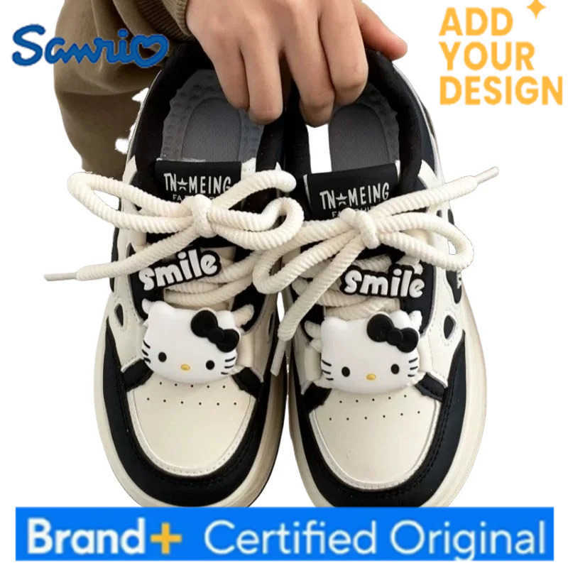 Sanrio Kawaii Hello Kitty Shoes Pink Platform Sneakers Women Vintage Vulcanize Spring Autumn Casual Tennis Female Flats Footwear New H25122311