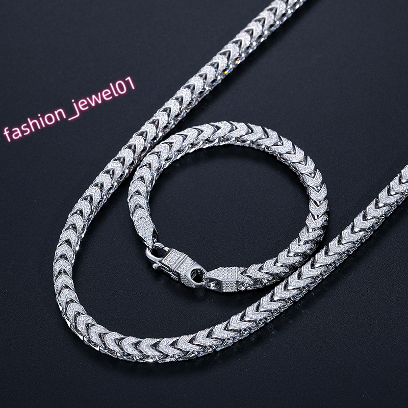 Hiphop Fine Jewelry S925 Sterling Silver Prong Iced Out Moissanite Diamonds 18K Gold Plated 6mm Franco Chain for Men