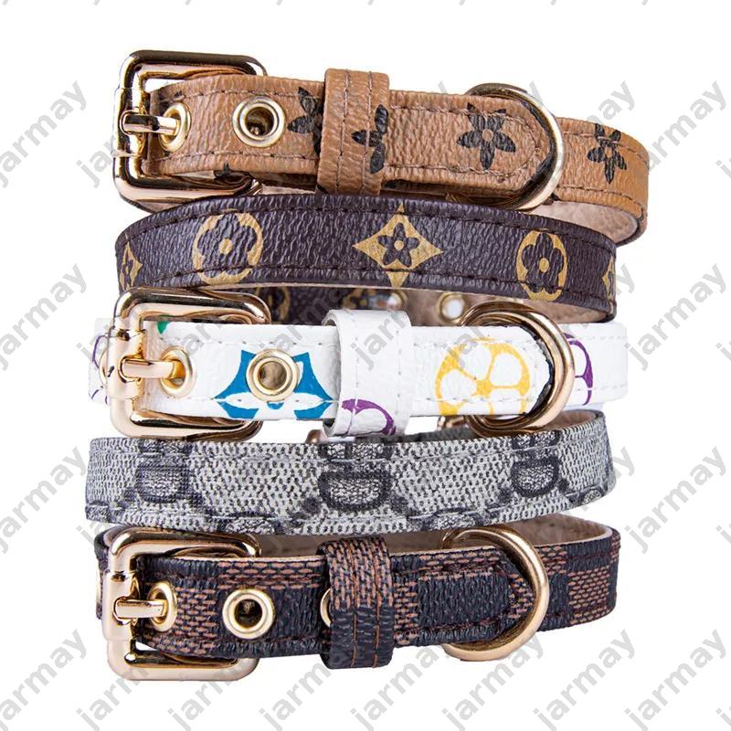 Dog Collars Leash Set Classic Presbyopia Designer Letters Pattern Print Leashes PU Leather Fashion Casual Adjustable Dogs Cats Neck Strap Cute Pet Collar Poodle