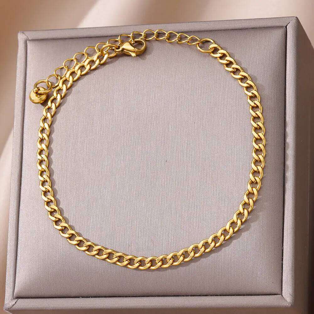 Anklets for Women Stainless Steel Gold Color Twist Chain Anklet Summer Boho Beach Accessories Simple Foot Leg Bracelets Jewelry 25H1223