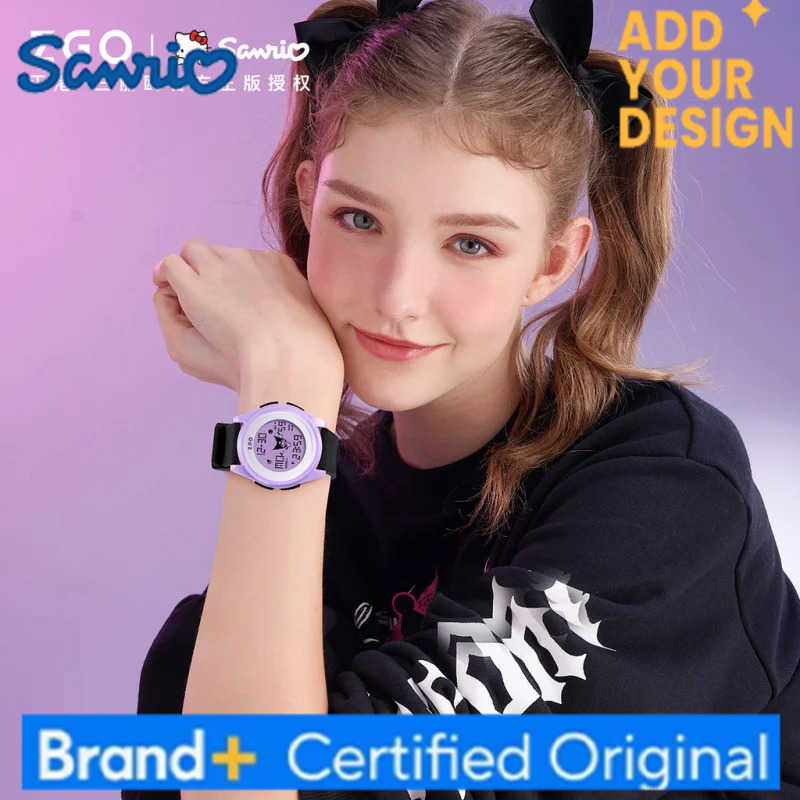 Sanrio Kuromi Kids Watch Student Multifunctional Waterproof Luminous Digital Watch Gift 8591 H251223