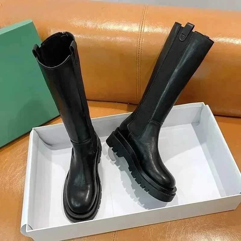 Platform Women Knight Long Boots Fashion Warm Fur Shoes Autumn Winter Square Heels Ladies Knee High BootiesT251223
