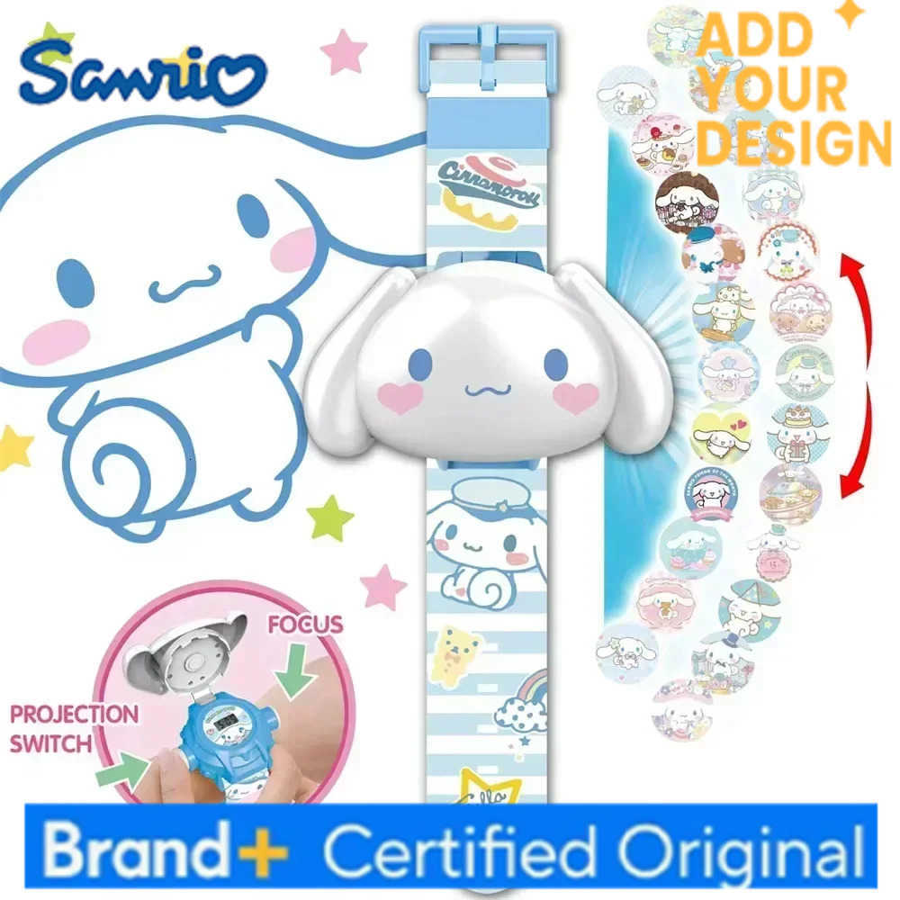 Sanrio Kawaii 3D Projection Digital Watch Kawaii Hello Kitty Kuromi Cinnamoroll Anime Action Figure Toy Watch Flip Popular Kids Toys H251223