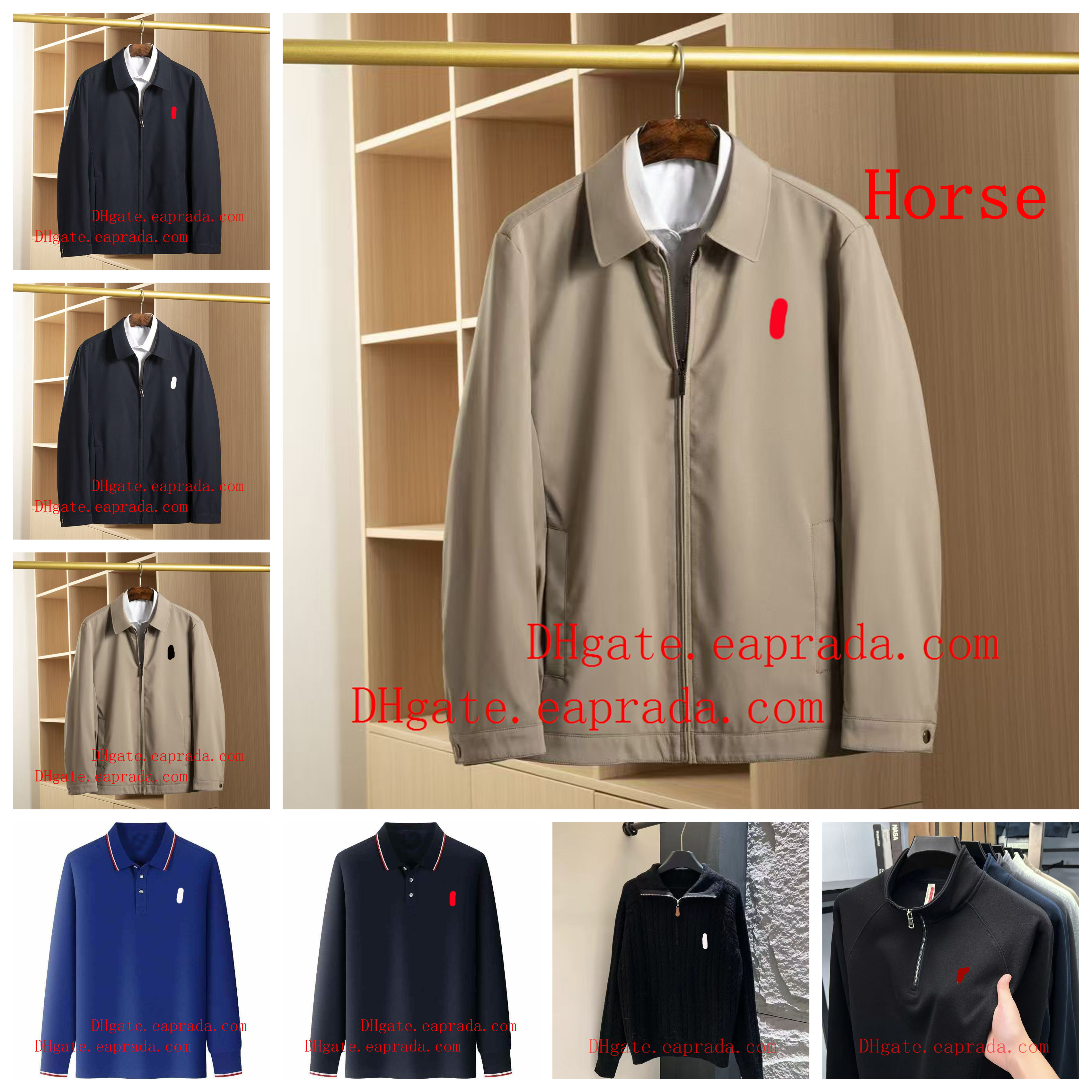 Designer Jakcets Mens Polo Jackets Turn Over Embroidery Horse Coat Hoodies Male Jumper Spring Casual Sweater Zippers Full Zip Classic Travel Windproof Tops