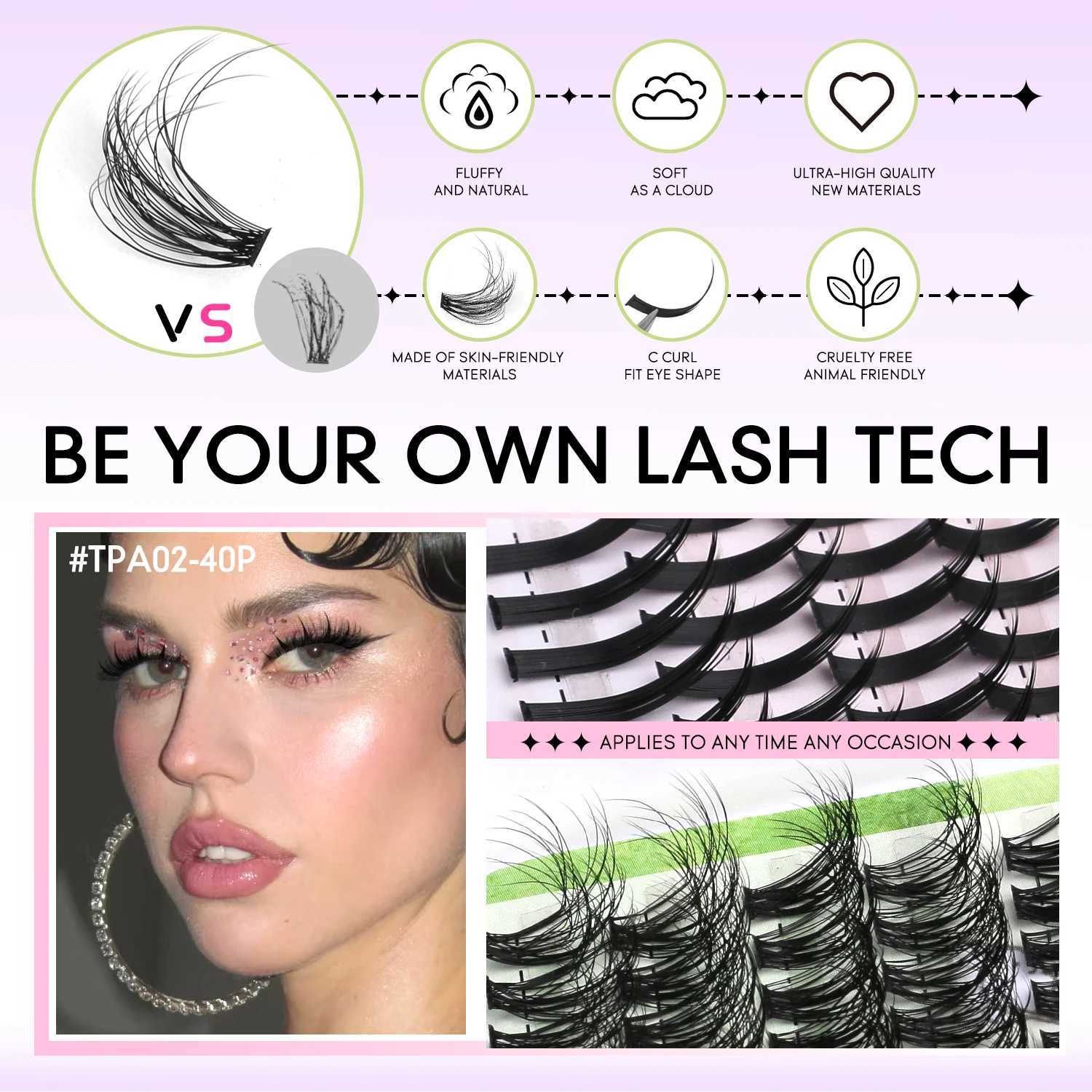 GROINNEYA Lash Clusters Kit DIY Manga Cluster Lashes Set Spikes Lashes Cluster Extension Full Set Individual Eyelashes MakeupT251223