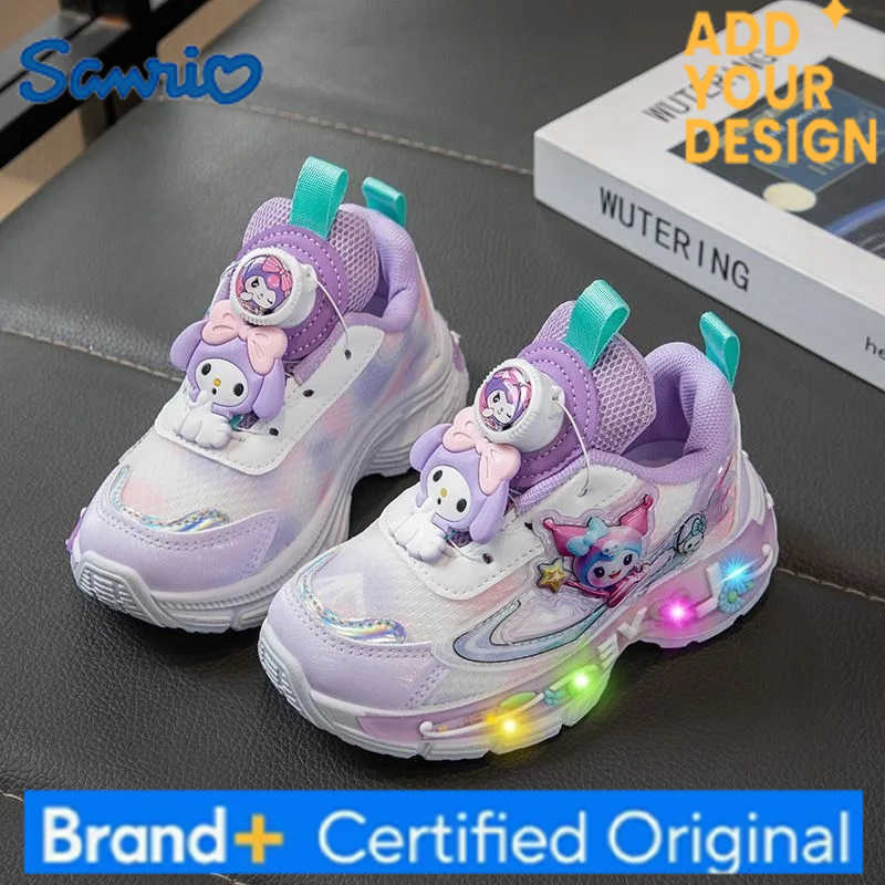 Sanrio Lovely My Melody Kawaii Illuminated Sports Shoes Breathable Kuromi Campus Princess Sneakers Fashion Gift for Kids H251223