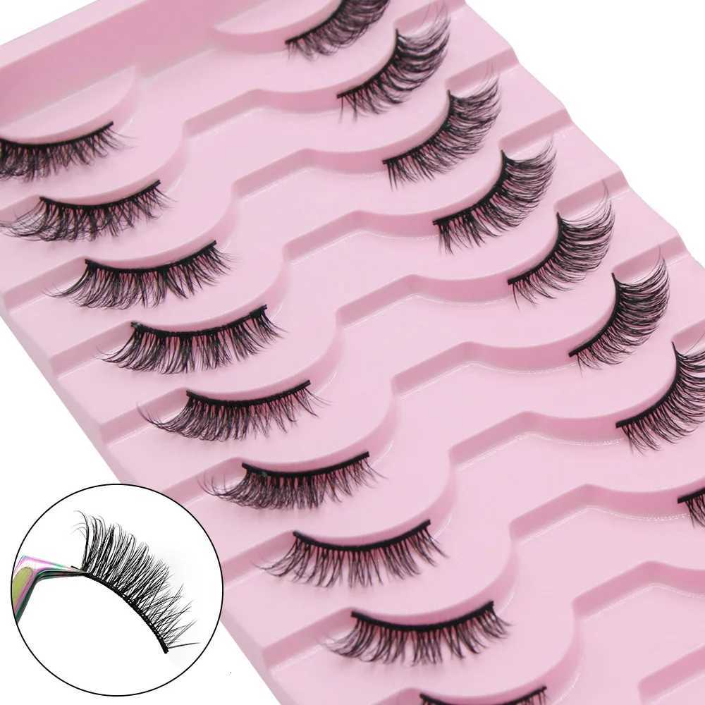 Moonlily 10 Pairs Half Eyelashes Natural Soft Cat Eye Lashes Reusable Winged Fluffy False Mink Lashes Extensions Makeup ToolT251223