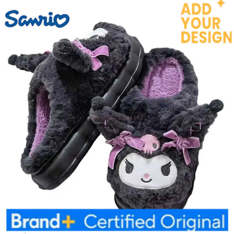 Sanrio Hot Kuromi Peripheral Products Cotton Slippers For WomenS Autumn And Winter Home Anti Slip Cute Cartoon Cotton Shoes Thickened H251223
