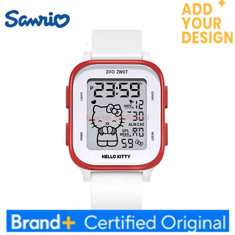 Sanrio Hello Kitty Kids Watch For Girls Students Cute Sports Watch Waterproof Square Digital Electronic Watch Gift Alarm H251223