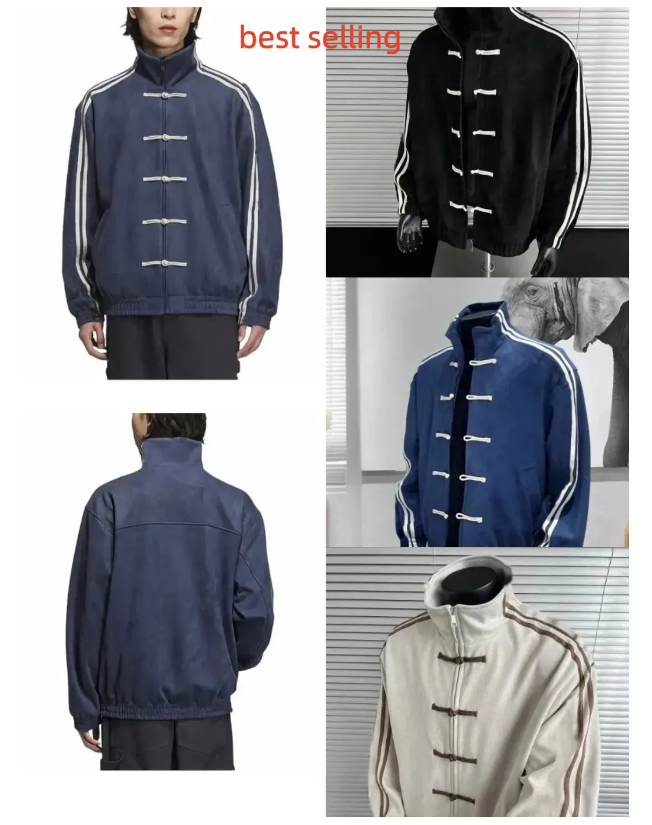 Men's Jackets Spliced Stand Collar Jacket Spring Chinese Style Buttoned Fashion Retro Tang Single Breasted Tops Coat High Quality Classic Oversize Style For Men