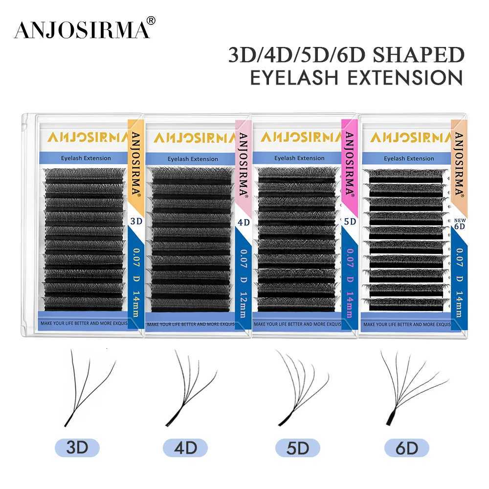 ANJOSIRMA 3D 4D 5D 6D W Shaped Eyelashes Extension Natural Soft Professional False Eyelashes Fans Premade Volume C/D/DD CurlT251223