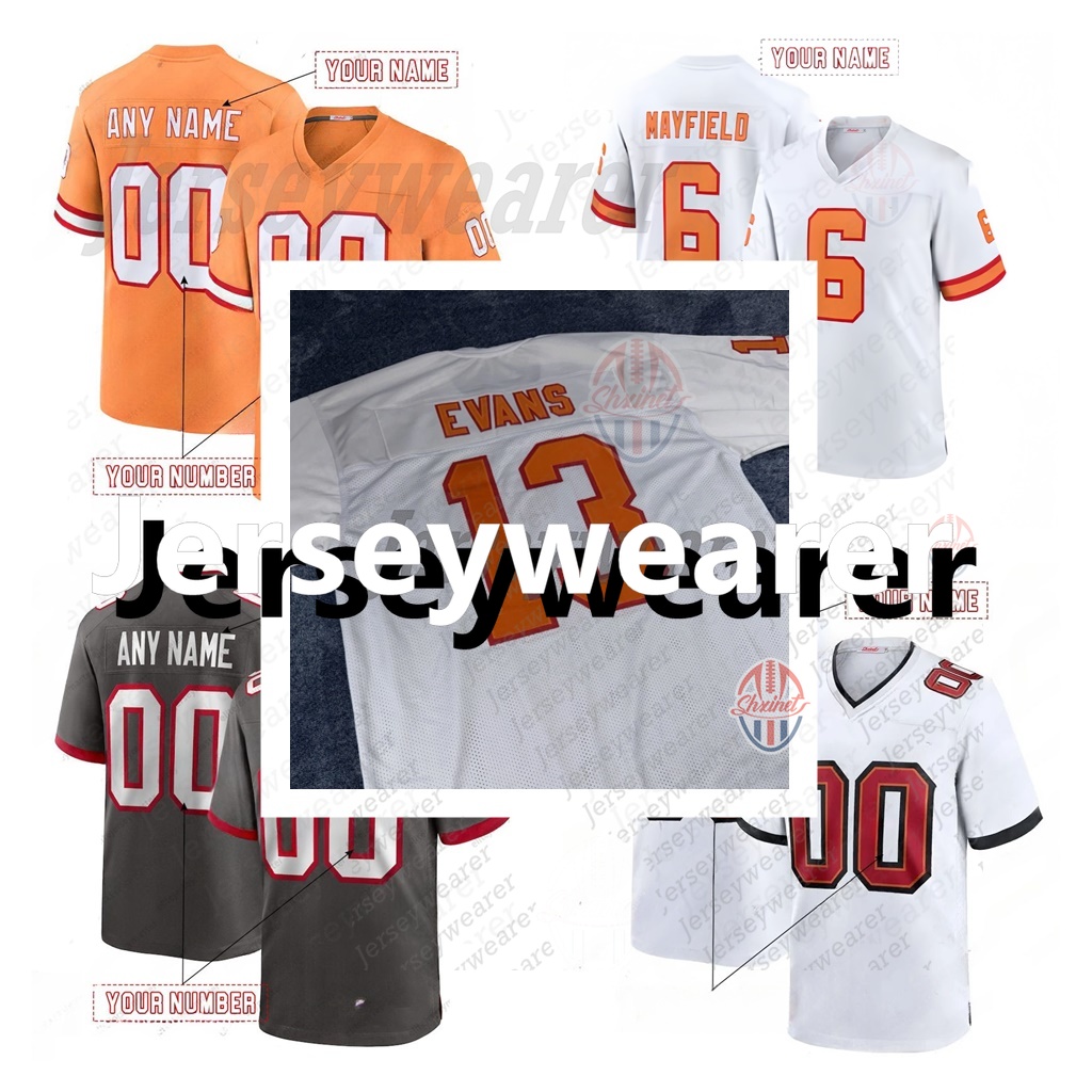 50th 6 Mayfield Football Jersey Winfield Jr. Evans Godwin Jr. Jackson Watts Vea BRADY Custom Jerseys