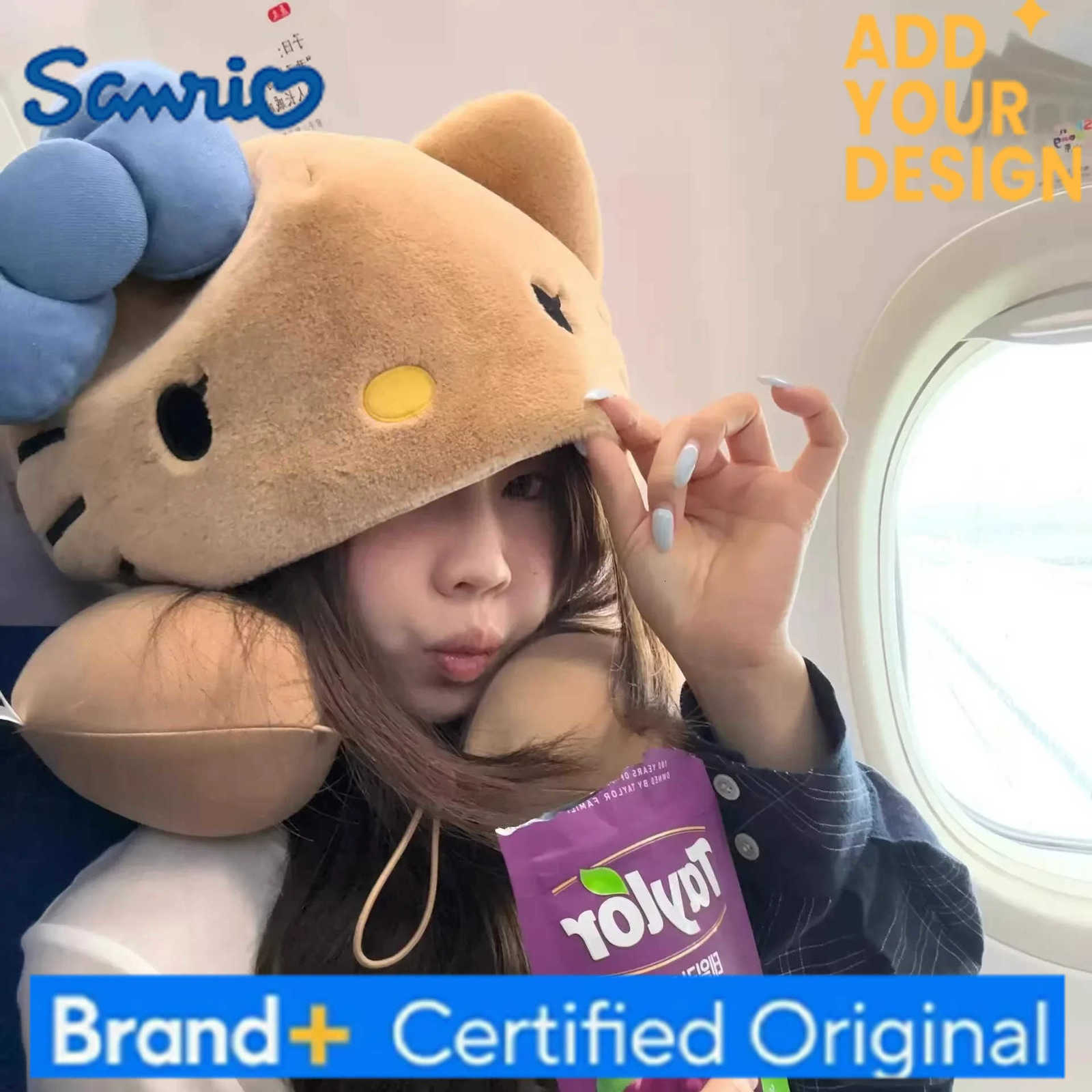 Sanrio Kitty Hooded Neck Pillow Travel Pillow For Airplane Train Car Soft Plush Sleeping Support With Adjustable Hood Gift H251223 - view 5