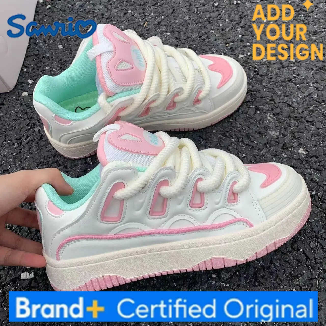 Sanrio Hello Kitty Luxury Design Plate Shoes Y2k Girl Cartoon Korean Style Aesthetic Cute Shoes Women Fashion Casual Sneakers H251223