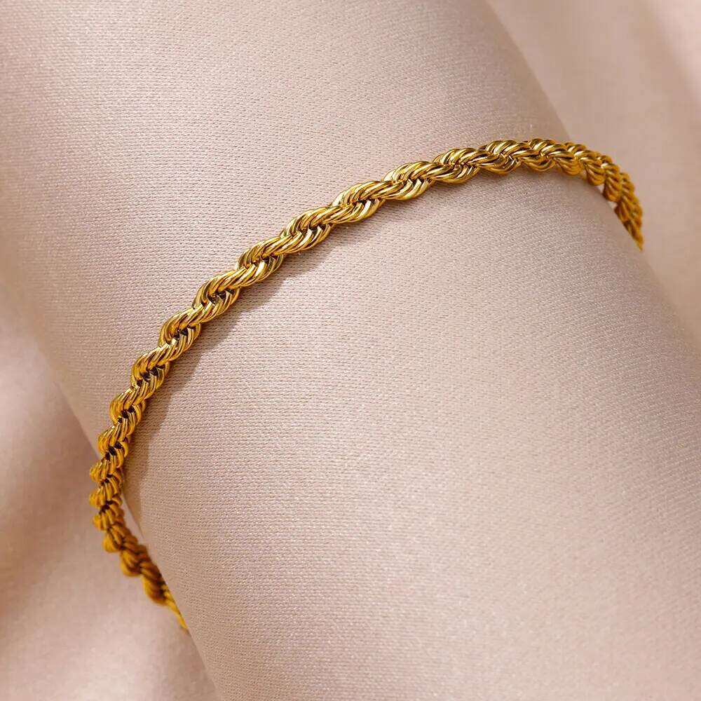 Stainless Steel Chain Anklets for Women Accessories Gold Color Ankle Bracelet Waterproof Anklet Summer Beach Boho Jewelry Gift 25H1223