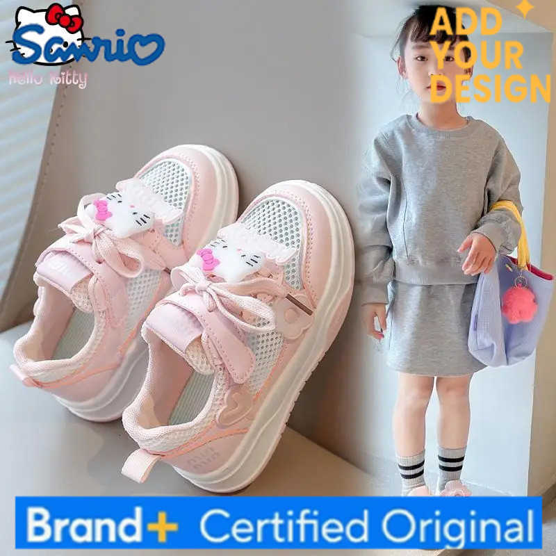 Sanrio Hello Kitty Girls Anime Sneakers Summer New Kids Cartoon Kawaii Mesh Breathable Board Shoes Fashion Sweet Casual Shoes H251223