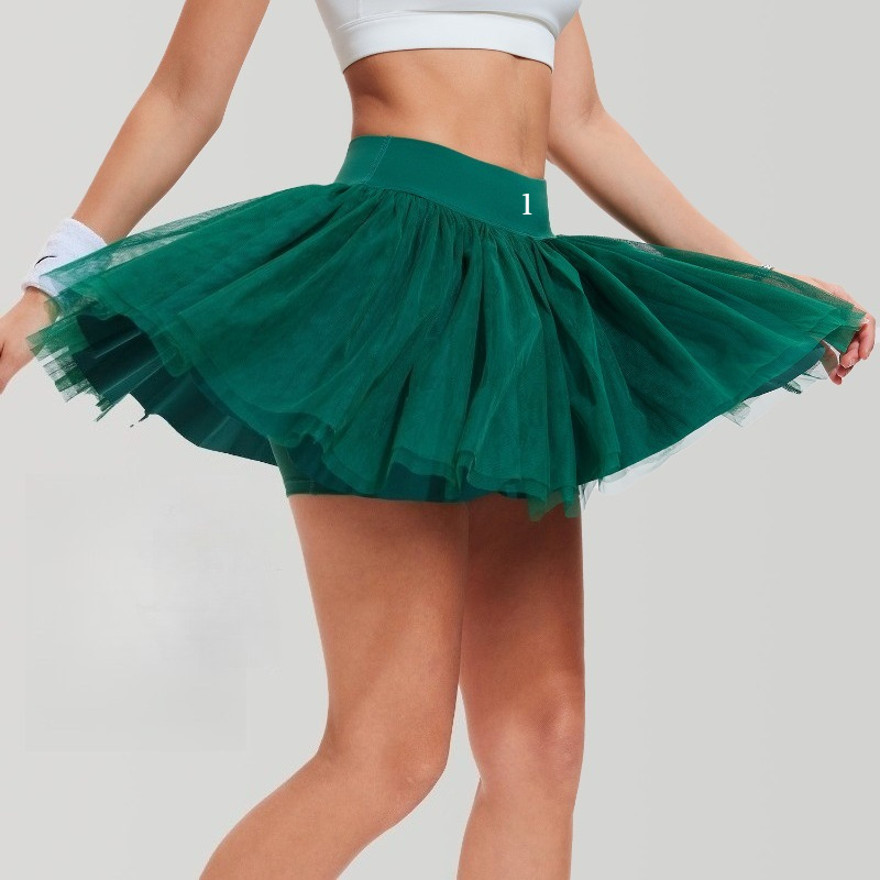 New Tennis Skirt Women's Summer White Mesh Yoga Skirt Pants Running Fitness Sports Badminton Skirt