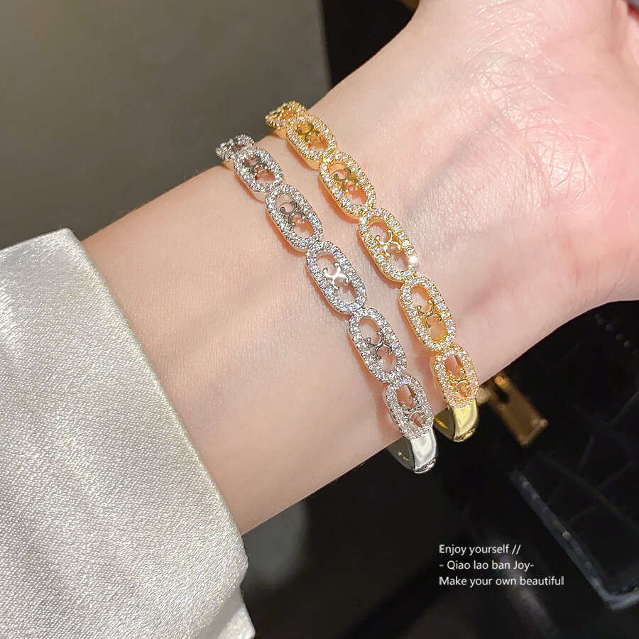 18K bracelet Plated Zircon Oval Clasp Niche Fashion Versatile Bracelet Light Luxury High-End Feel Jewelry