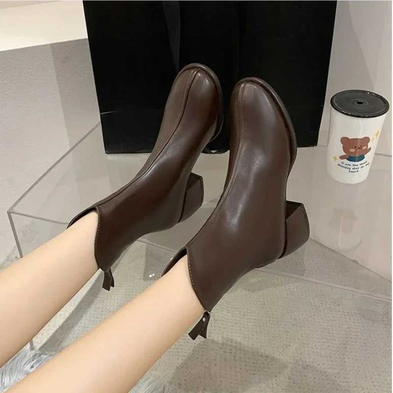 Ankle Boots Womens Shoes Platform Boots-Women Winter Footwear Zipper Low Clogs Autumn Rock High Heel 2024 LadiesT251223