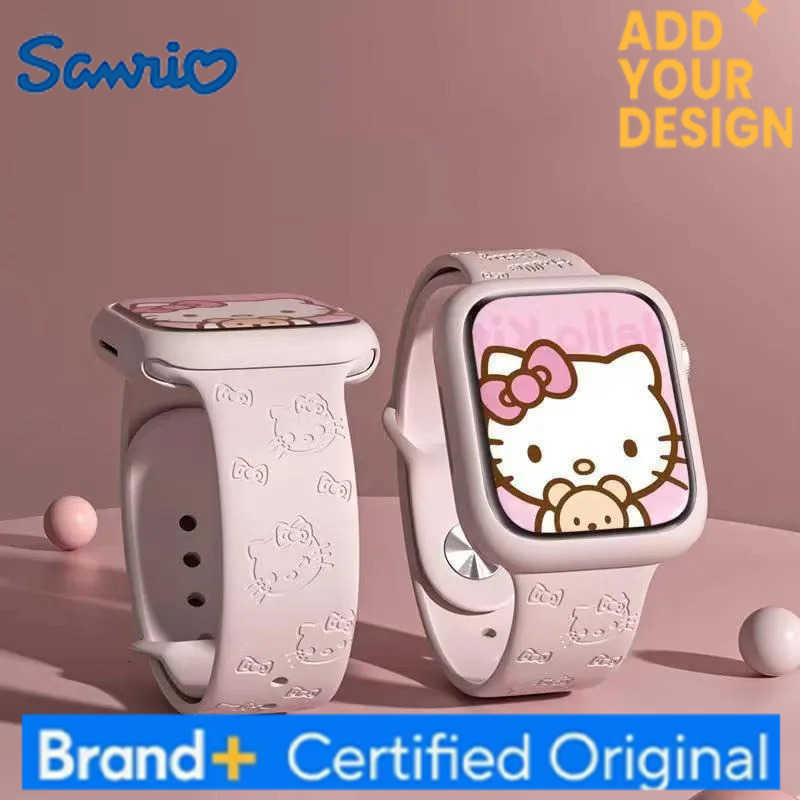Sanrio Series Hello Kitty3D Engraving Printing Multicolor Kawaii Apple Silicone Replacement Watch Band Dial 2024 New Hot Sales H251223