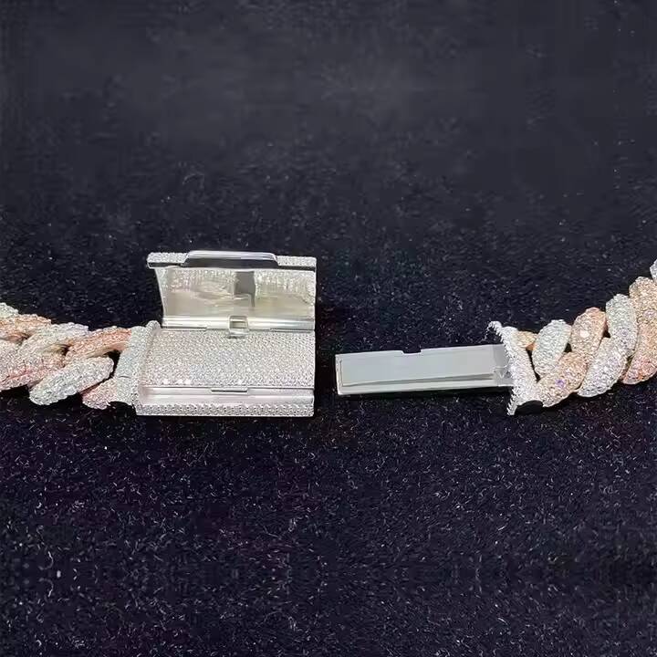 High Quality 18K Rose Gold Solid Diamond Chain VVS Moissanite Cuban Chain for Men Fine Jewelry Gift for Men