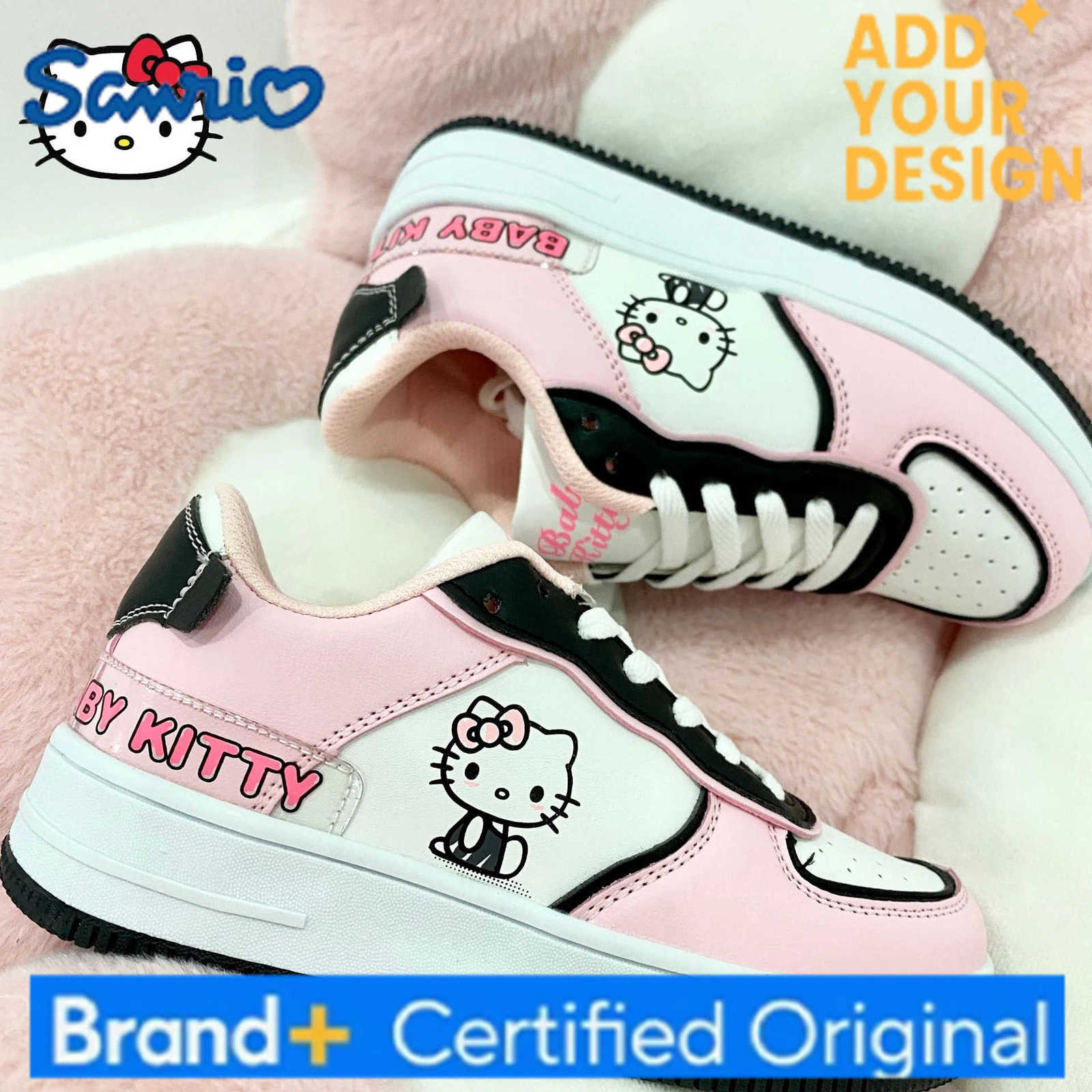 Sanrio HelloKitty Kuromi Kawaii Womens Shoes Fashion Breathable Sneaker Leather Cartoon Cute Female Sneakers H251223