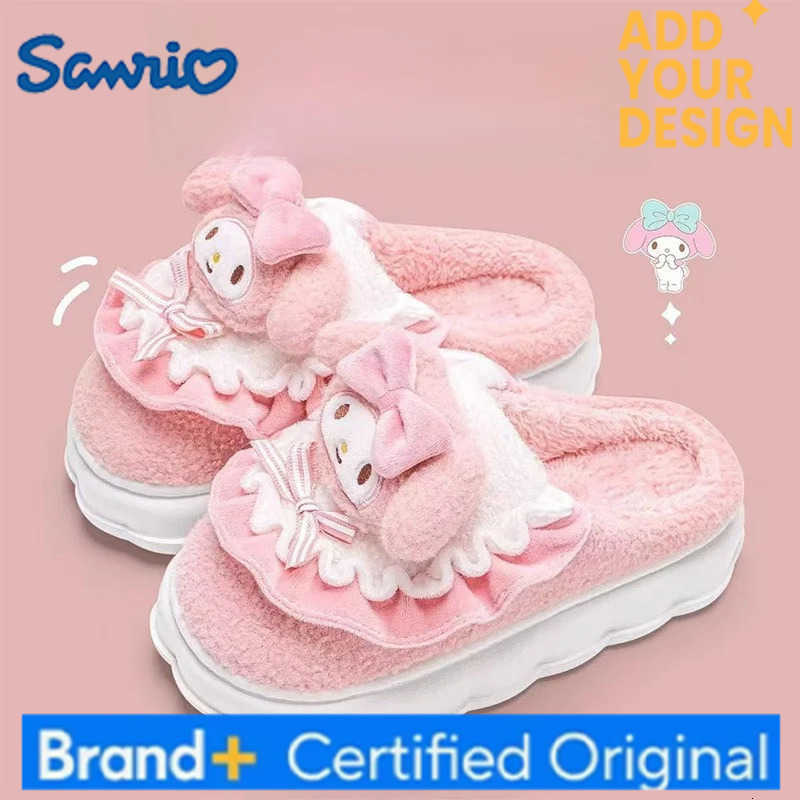 Sanrio Kids Slippers House Shoes Cartoon Cinnamoroll Winter Shoes For Girls Warm Anti-slip Soft Bottom Pink Blue Shoes Size 36-41 H251223