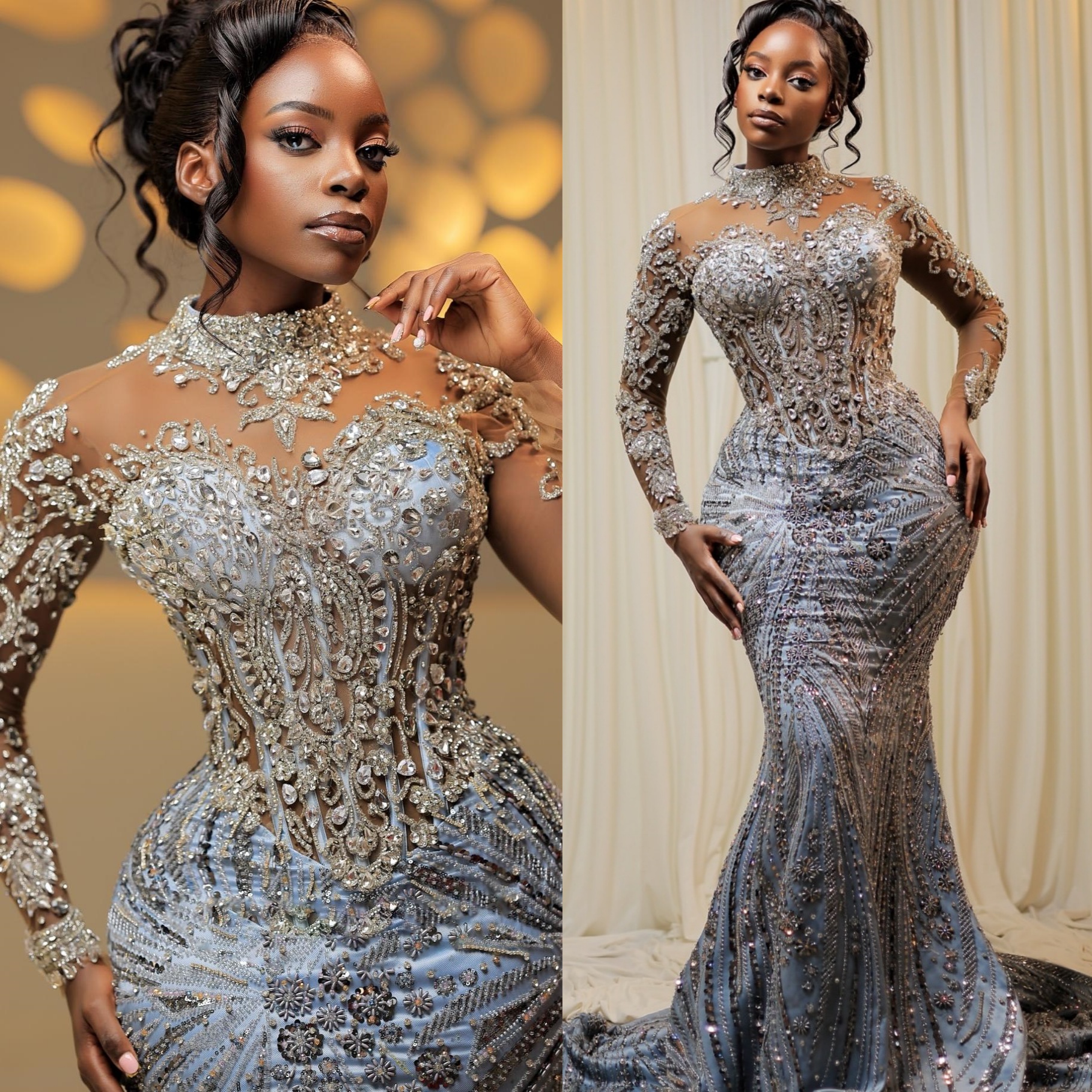 2026 Aso Ebi Silver Mermaid Prom Dresses Beaded Crystals Sequined Evening Formal Party Second Birthday Engagement Reception Gowns Dress For Special Oc