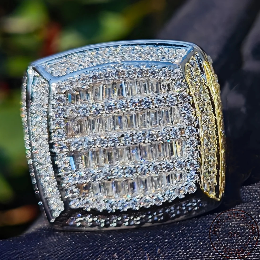 Fashion Mens Iced Out Lad Diamond Rings 925 Sterling Silver Big Square Baguette Hip Hop Champion Ring Fine Jewelry 251217