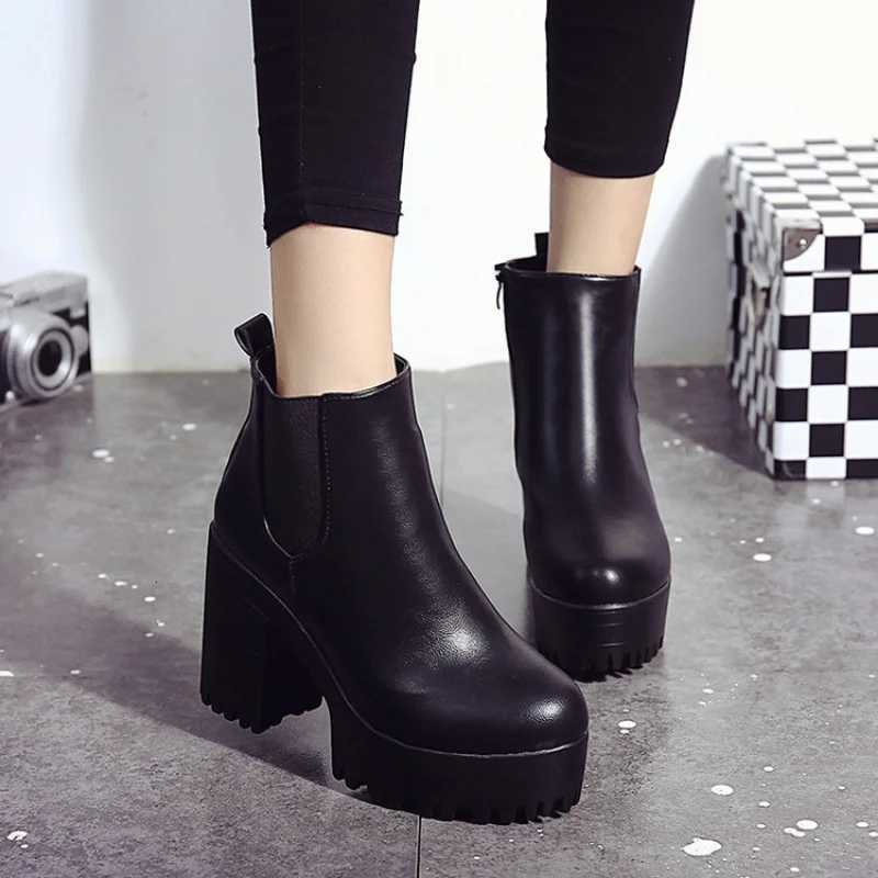 2024 Fashion Women Boots Square Heel Platforms Zapatos Mujer PU Leather Thigh High Pump Boots Motorcycle Shoes Hot SaleT251223