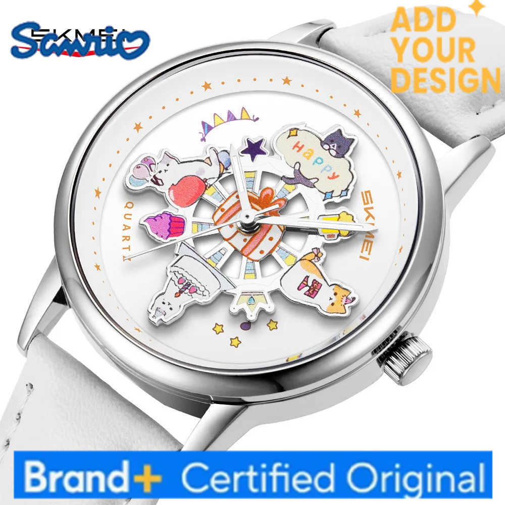 Sanrio SKMEI Fashion Cartoon Watch Cute Cat Quartz Womens Watch Rotate The Dial Student Luminous Waterproof For Girls Students Gift H251223