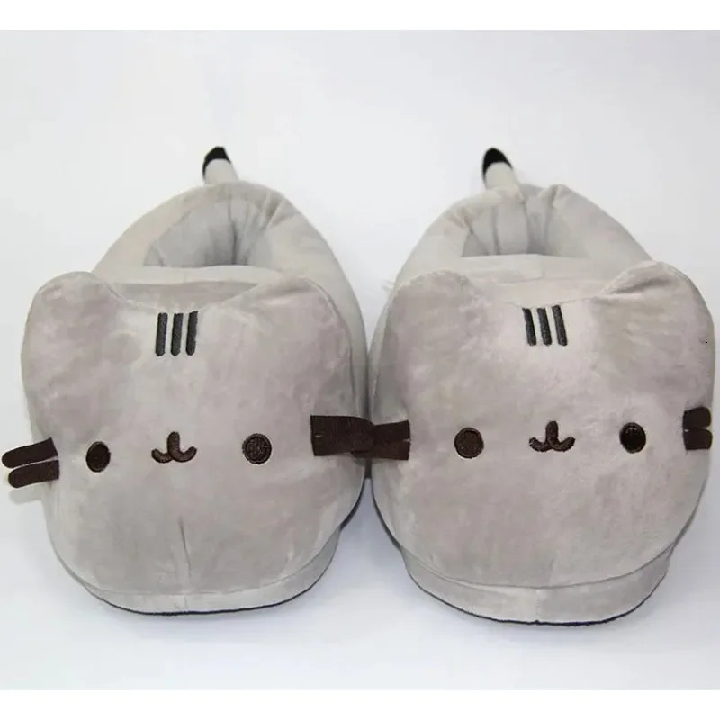 Cartoon Full Covered Cat Slippers Warm Winter Slides Soft Plush Doll Indoor Cute Anime Bedroom Shoes For Man Woman Home Use251218ww