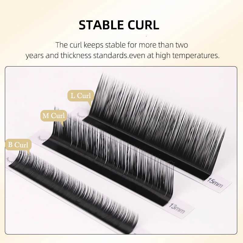B/L/M Curl False Eyelash Extensions Faux Mink Lash Individual Eyelashes Matte Black 8-15mm Mixed Soft M/L Shape Makeup LashesT251223