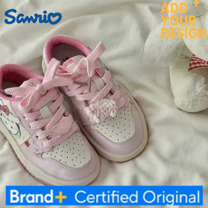 Sanrio KidsCasual Shoes Sneakers PU Leather Printed Hello Kitty Spring Shoes For Girls Thick Bottom Anti-slip Pink Shoes Size 26-37 H251223