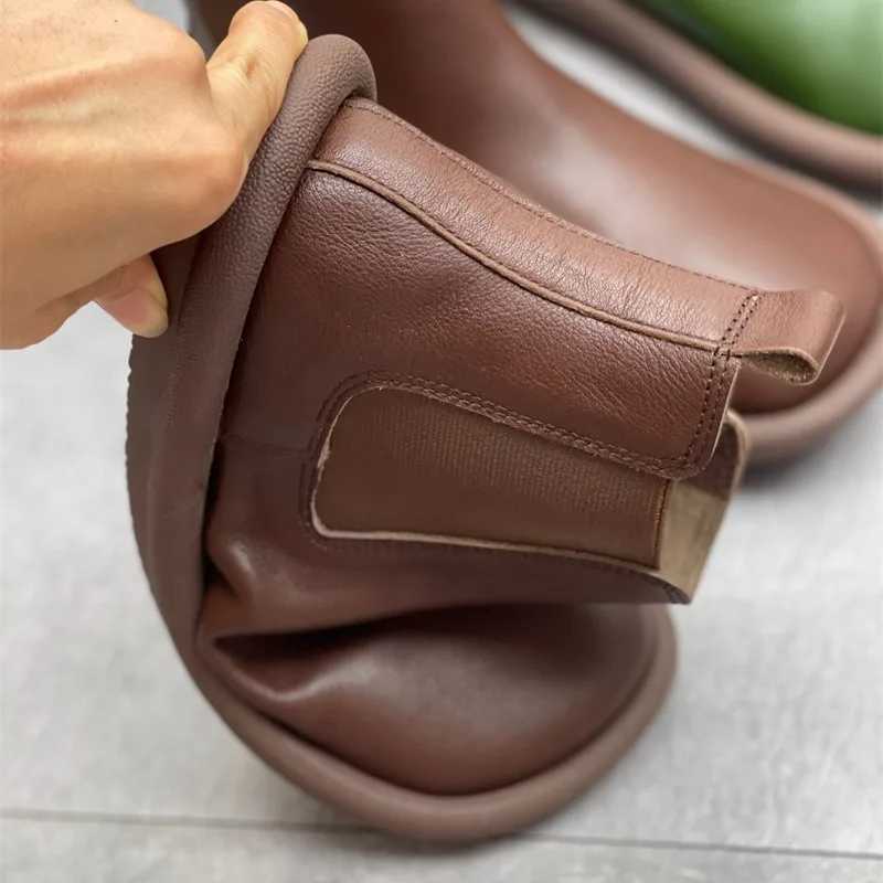 Womens Chelsea Boots Genuine Leather New Autumn Winter Fashion Fur Plush Womens Ankle Boots Retro Marton Boots LadiesT251223