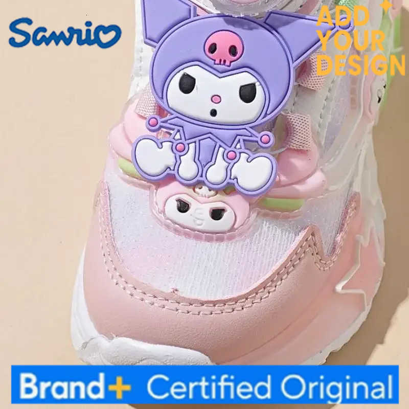 Sanrio Kuromi Girls Kawaii Cartoon Mesh Electric Rotary Button Shoes Anime Soft Sole Sports Spring Autumn New Dad Shoes Fashion H251223