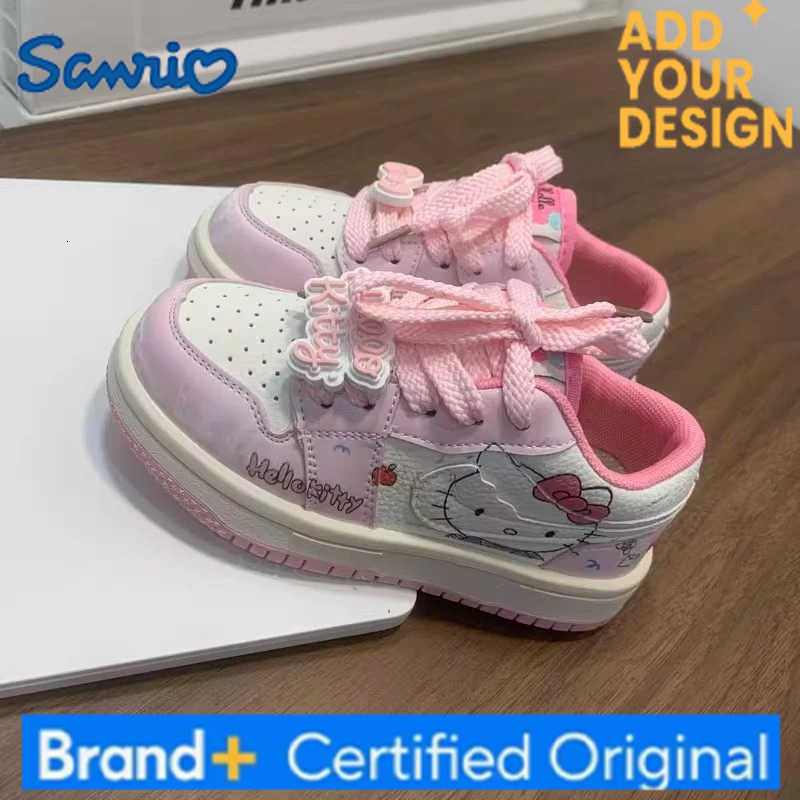 Sanrio Miniso 2025 Spring Fall Retro Girls Shoes Hello Kitty White Sneakers Soft Sole Comfortable Fashion H251223